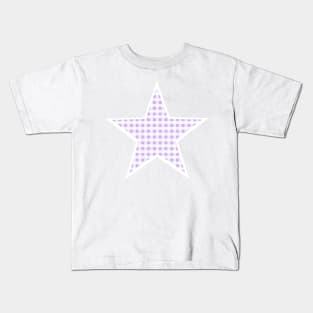 Pale Purple and White Gingham Star Kids T-Shirt